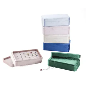 Multicolor velvet jewelry box set, portable ring storage display tray case for women gifts.