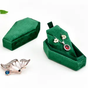 Halloween Coffin Shape Velvet Jewelry Box Ring Necklace Earring Storage Organizer Gothic Dark Gift Box