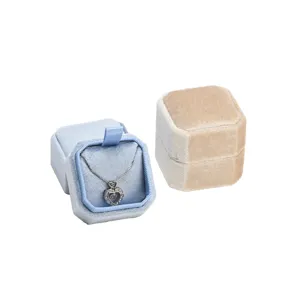 Wholesale luxury velvet octagonal jewelry box for rings and necklaces, elegant storage.