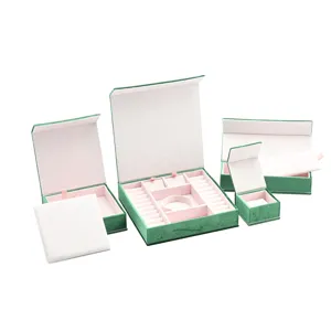 Green velvet jewelry box set large capacity multifunctional storage organizer for rings earrings