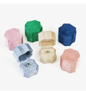 Luxurioese Samt Ring Schachtel tragbare Schmuck Verpakkung Box mit mehreren Farben.