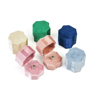 Samt Ringbox Sechseck Schmuckverpackung tragbare Aufbewahrungsbox Set mehrfarbige Anzeige