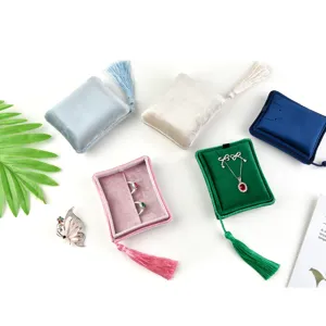 Chinese Style Velvet Tassels Jewelry Box Portable Travel Storage Organizer Ring Necklace Display Case Gift