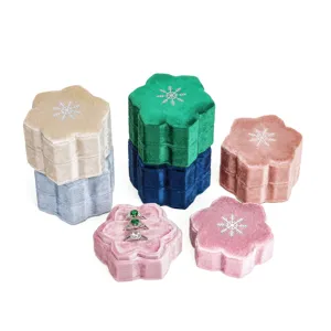 Samt Schneeflocke Ringbox Schmuck Aufbewahrung Organizer mehrfarbig elegante Geschenkbox.