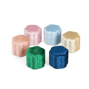 Velvet ring box portable mini petal jewelry storage box elegant gift display case