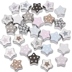 Perline sfuse in acrilico argentato con stampa a stella per accessori fai da te