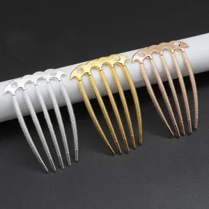 Antike chinesische 5-Zahn Metall Haarnadel Set Vintage Dutt Frisur Zubehör für Frauen.