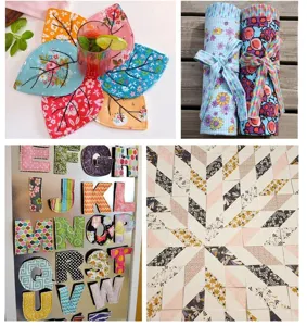 Cotton floral fabric DIY craft detail showcase, patchwork material, handmade sewing accessories.