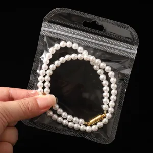 Transparent zip-lock bag detail showing jewelry storage design with clear plastic material.