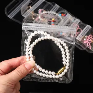 Detailed view of clear rounded corner ziplock bag, perfect for secure jewelry storage and packaging.