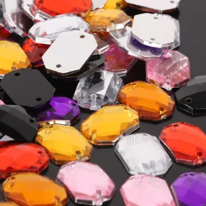 Rectangle Faceted Acrylic Sew-On Rhinestones Flatback Double Hole Crafts Gems For Clothes Shoes DIY Decoration Materials Accessories