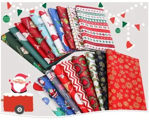 Cotton Christmas printed fabric bundles for DIY patchwork, festive sewing and craft projects.