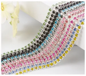 Colorful rhinestone claw chain for DIY handmade jewelry hairpins bracelets necklaces materials.