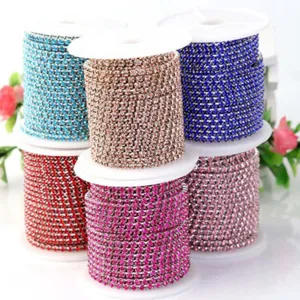 Alloy Rhinestone Close Cup Chain Dense Rhinestone Trim For Hairpin Necklace Bracelet Making DIY Jewelry Crafts Material