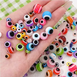 Colorful resin evil eye loose beads for DIY handmade bracelets necklaces jewelry making.