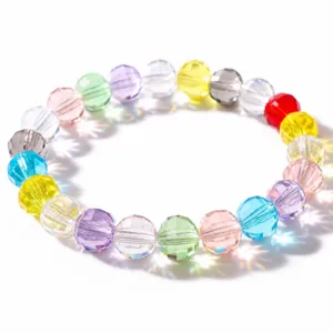 Detailed shot of 8x5mm colorful plated crystal bicone beads for DIY crafts.