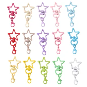 Star lobster clasp keychain detail showing colorful metal DIY bag accessories and hooks.