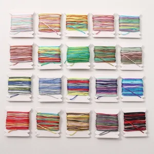 Nylon cord detail shot, 0.8mm multi-color braided thread winding card for DIY jewelry crafting.