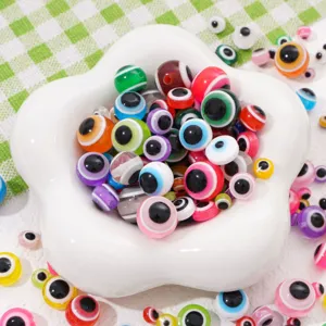 Resin flat round Turkish evil eye beads DIY handmade bracelet necklace jewelry making parts