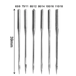 Household sewing machine needles assortment pack with multiple sizes 65/9 to 110/18 length 39mm