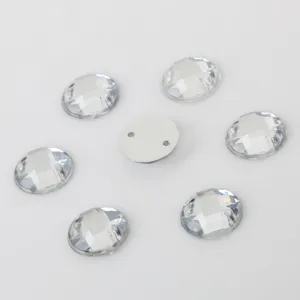 Oval acrylic rhinestones with dual holes flatback crystal gems DIY sewing accessories