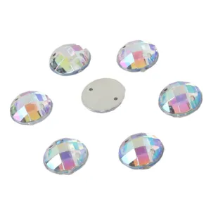 Round grid faceted acrylic sew-on rhinestones flatback DIY jewelry making accessories.