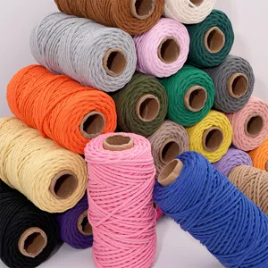 Cordón de macramé de 4mm cuerda de algodón trenzado de un solo color para bricolaje llaveros