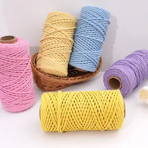 Cordón de poliéster algodón colorido 4mm para tejido DIY y accesorios de llavero.