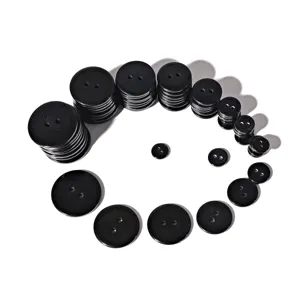 Schwarze Harzknöpfe Set, runde 2-Loch Nähknöpfe für DIY Handwerk, Kleidung und Accessoires.