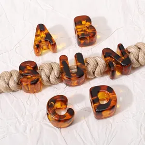 Acrylic tortoise shell letter beads for DIY jewelry making and phone strap accessories