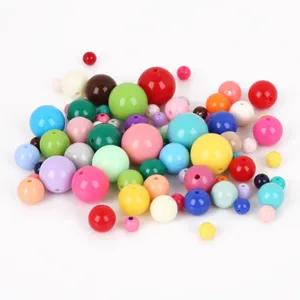 Mix de cuentas redondas de acrílico de colores cuentas sueltas para niños DIY fabricación de joyas