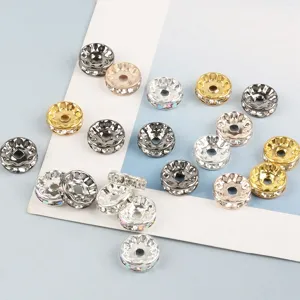 Perline distanziatrici in strass di rame 4-10mm per braccialetti fai da te creazione di gioielli