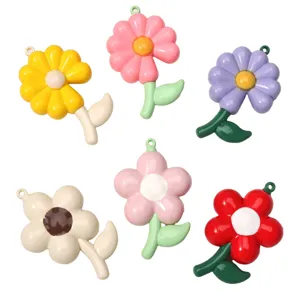 Pendentifs colorés tige de fleur marguerite accessoires diy pour porte-clés chaîne de téléphone