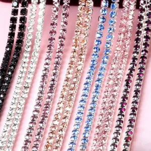 Colorful rhinestone cup chain DIY jewelry making materials for bracelets and necklaces.