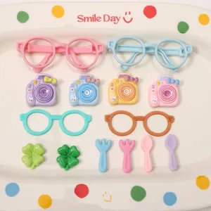 Acrylic Colorful Hollow Glasses Camera Clover Flatback Resin Cabochons For DIY Doll Craft Handmade Materials Making Accessories Supplies
