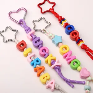 Acryl Buchstaben Perlen Handgemachte DIY Handy Kette bunte Perlen Schlüsselanhänger Zubehör