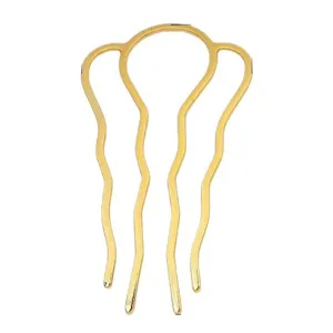 Gold four prong wavy hair fork DIY hanfu hairpin accessory base for elegant hairstyles