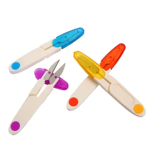 Stainless Steel U-Shaped Thread Snips With Transparent Safety Cover Colorful Mini Scissors For DIY Handmade Craft Sewing Trimming Scissors