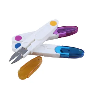 Colorful transparent cap stainless steel U-shaped sewing scissors DIY thread clippers
