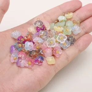 Bunten glas osmanthus blumen anhänger 10mm süße handgemachte diy schmuck zubehör basteln