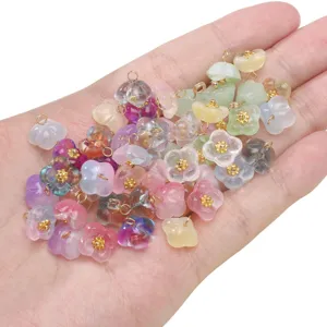 Süße Glas Blumen Anhänger 10mm bunte DIY Schmuckherstellung Basteln Zubehör Set