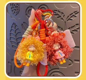 Süße flauschige Puppe Schlüsselanhänger Silikon Anhänger modische Tasche Deko Geschenk Damen