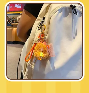 Süßer flauschiger Puppen Schlüsselanhänger Silikon Taschenanhänger Cartoon Charm Key Ring