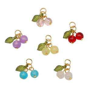 Glass cherry pendants colorful DIY charms jewelry making accessories set for necklaces