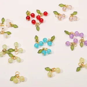 Glass cherry pendants colorful fruit charms DIY handmade jewelry making accessories