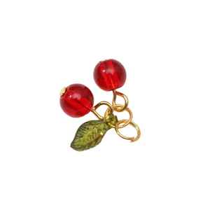 Glass Cherry Pendant DIY Charm Red Fruit Necklace Bracelet Jewelry Craft Accessory
