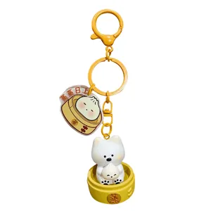 Cute Westie dog keychain cute bun pendant cartoon animal bag charm cute accessory gift