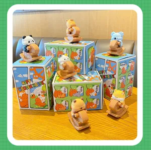 Cute animal rocking horse figurine detail shot, creative desktop toy and stress relief gift.