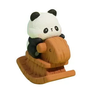 Cute panda rocking horse figurine desktop ornament stress relief toy lovely gift item