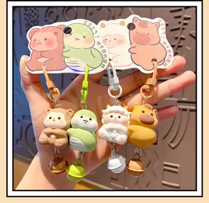 Cute cartoon zodiac animal keychains with sweet little bells, perfect bag pendants and charms.